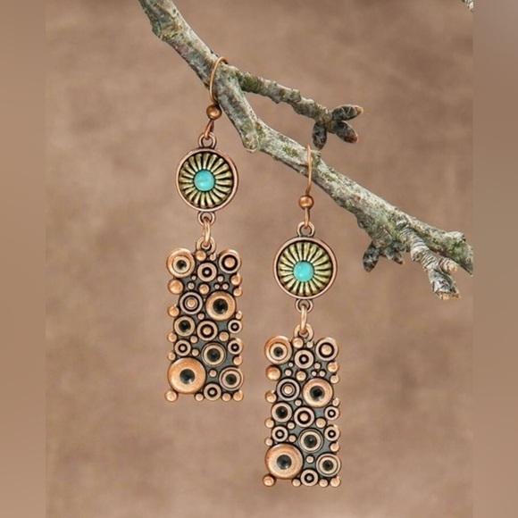 Jewelry - Geometric Turquoise Dangle Earrings
